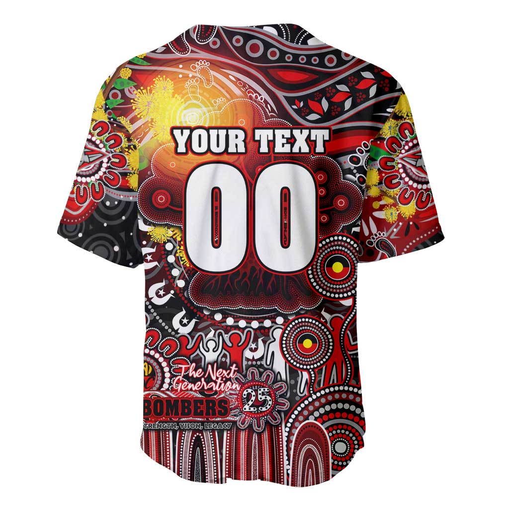 Personalised NAIDOC Week 2025 Bombers Football Baseball Jersey Aboriginal Dot Painting