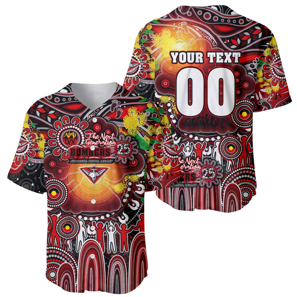 Personalised NAIDOC Week 2025 Bombers Football Baseball Jersey Aboriginal Dot Painting