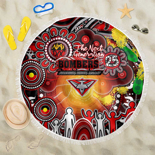 NAIDOC Week 2025 Bombers Football Beach Blanket Aboriginal Dot Painting
