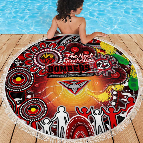 NAIDOC Week 2025 Bombers Football Beach Blanket Aboriginal Dot Painting