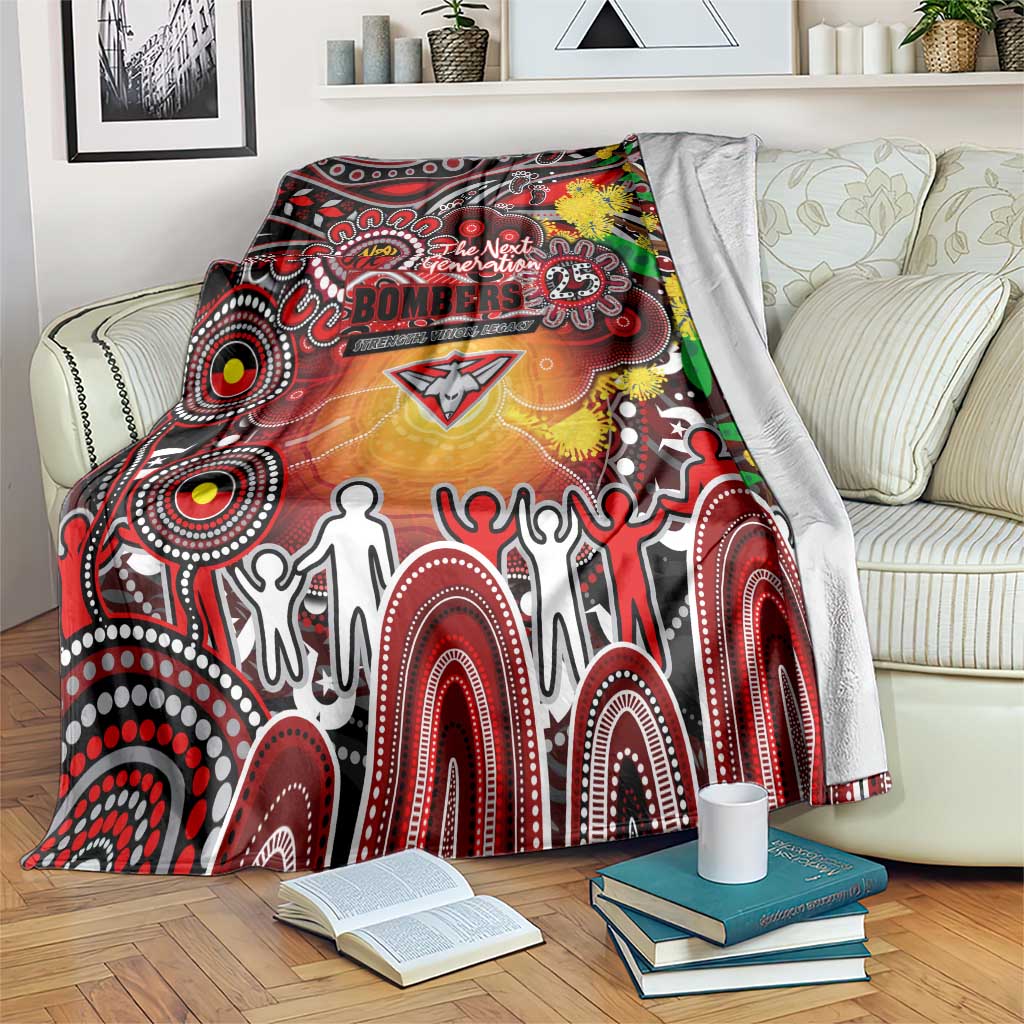 NAIDOC Week 2025 Bombers Football Blanket Aboriginal Dot Painting