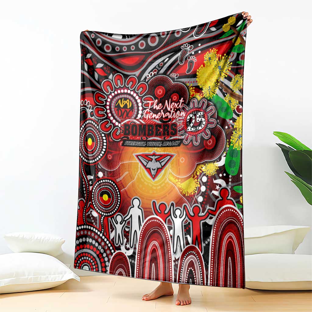 NAIDOC Week 2025 Bombers Football Blanket Aboriginal Dot Painting