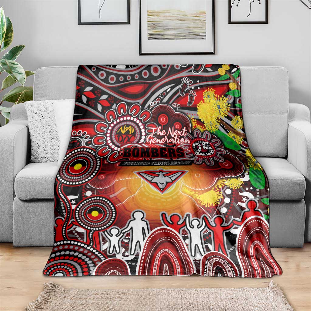 NAIDOC Week 2025 Bombers Football Blanket Aboriginal Dot Painting