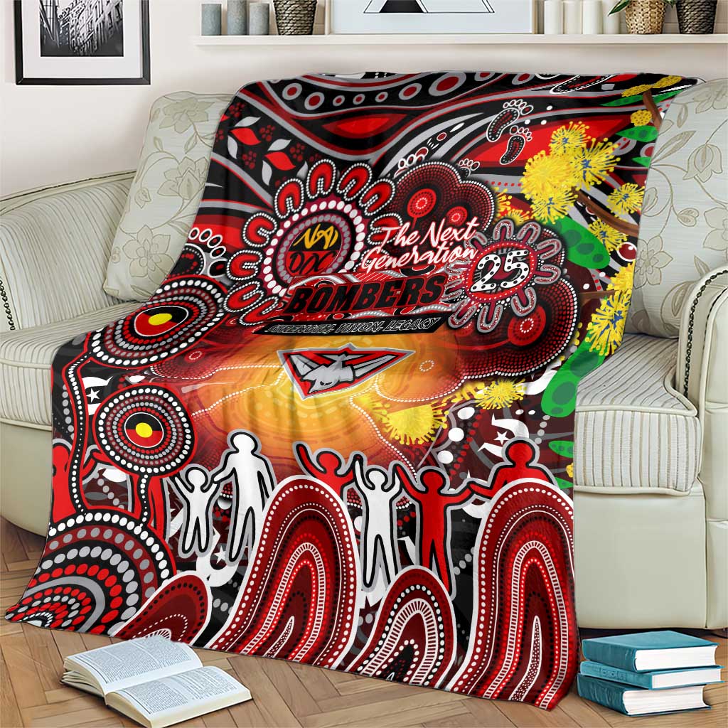 NAIDOC Week 2025 Bombers Football Blanket Aboriginal Dot Painting