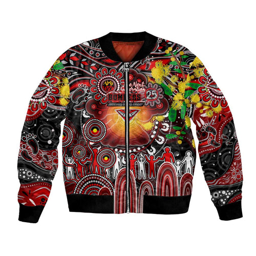 Personalised NAIDOC Week 2025 Bombers Football Bomber Jacket Aboriginal Dot Painting