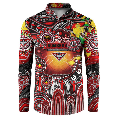 Personalised NAIDOC Week 2025 Bombers Football Button Sweatshirt Aboriginal Dot Painting