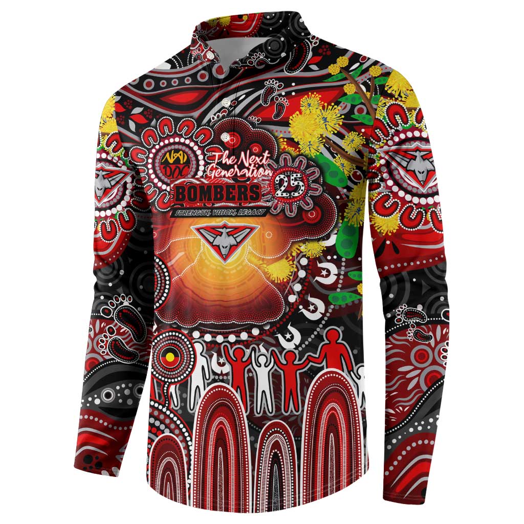 Personalised NAIDOC Week 2025 Bombers Football Button Sweatshirt Aboriginal Dot Painting