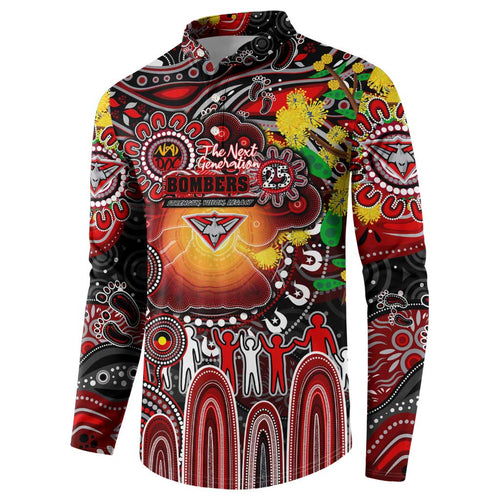 Personalised NAIDOC Week 2025 Bombers Football Button Sweatshirt Aboriginal Dot Painting