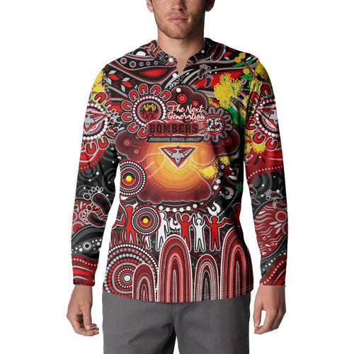 Personalised NAIDOC Week 2025 Bombers Football Button Sweatshirt Aboriginal Dot Painting