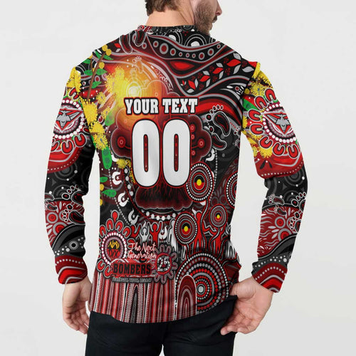 Personalised NAIDOC Week 2025 Bombers Football Button Sweatshirt Aboriginal Dot Painting