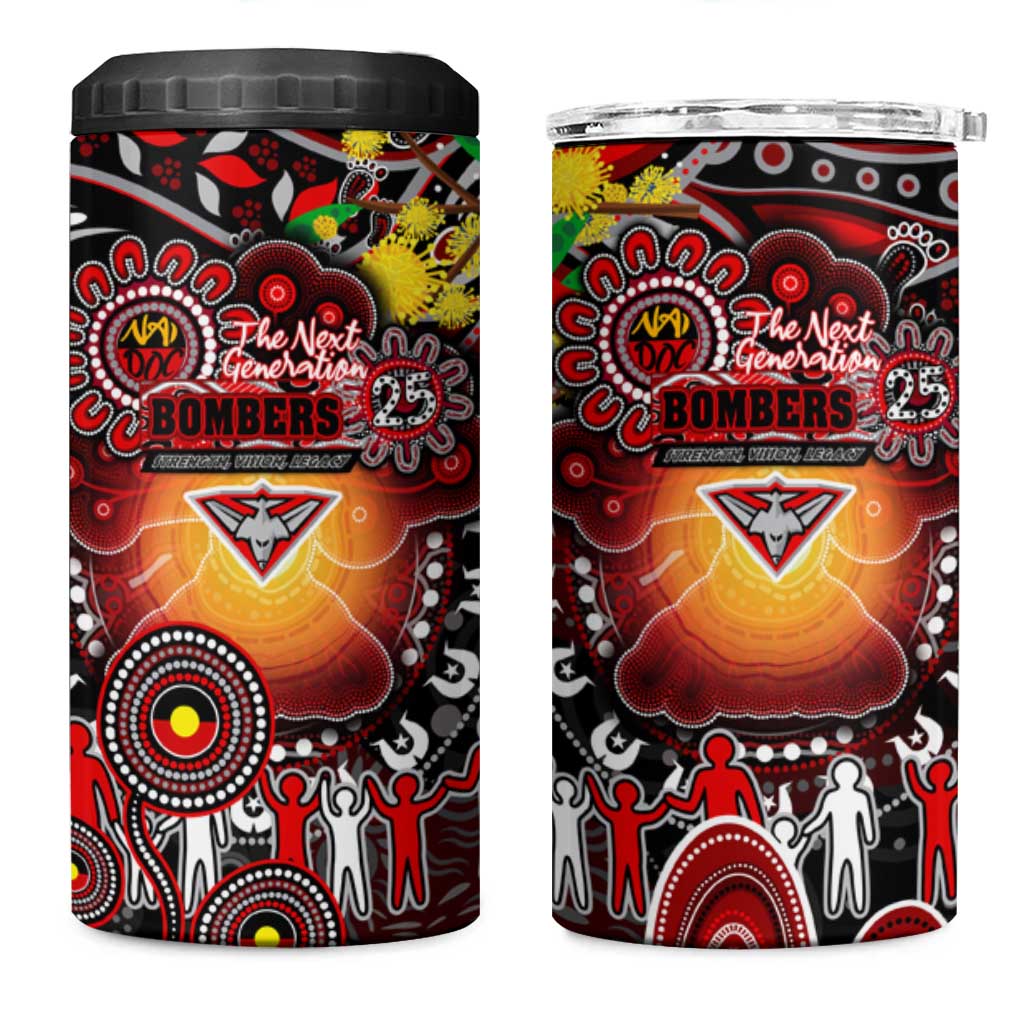 NAIDOC Week 2025 Bombers Football 4 in 1 Can Cooler Tumbler Aboriginal Dot Painting