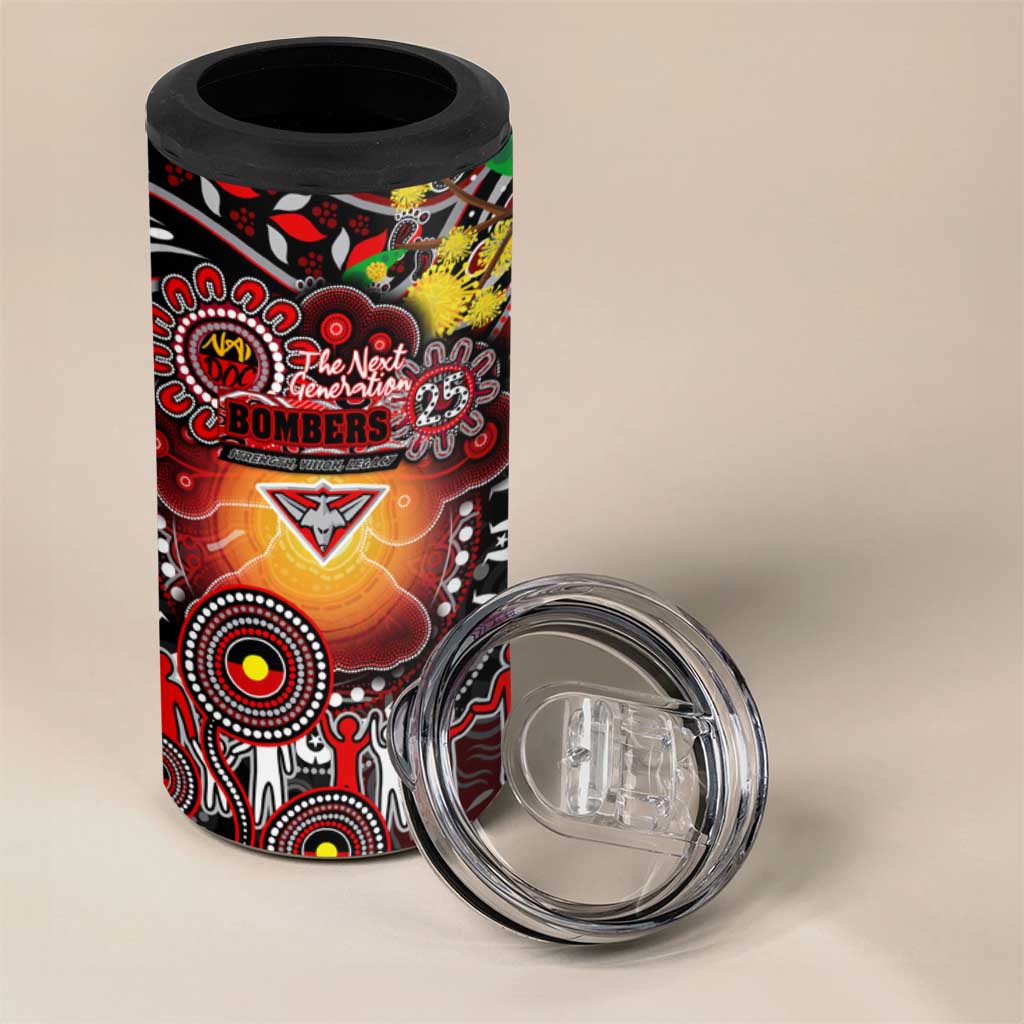 NAIDOC Week 2025 Bombers Football 4 in 1 Can Cooler Tumbler Aboriginal Dot Painting