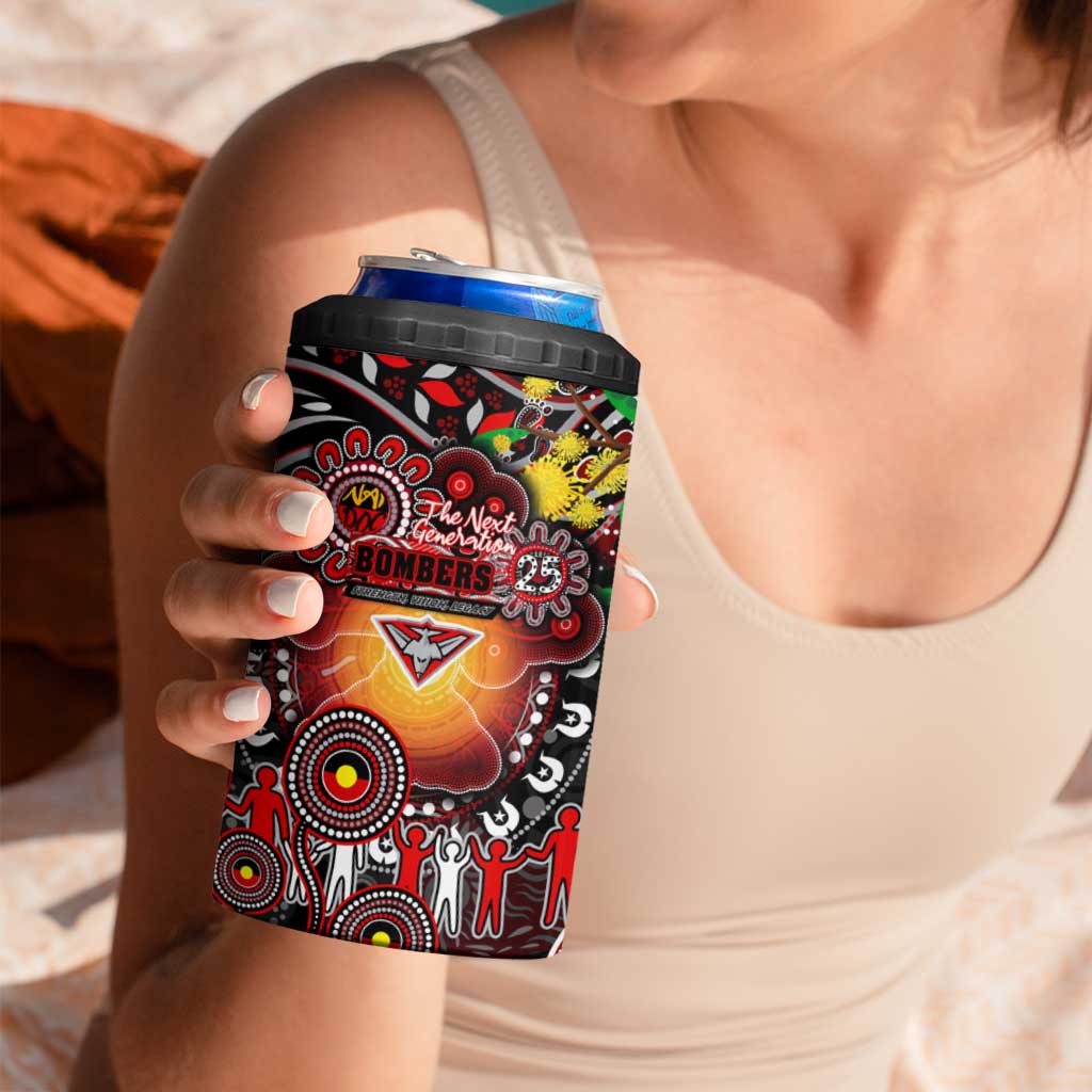 NAIDOC Week 2025 Bombers Football 4 in 1 Can Cooler Tumbler Aboriginal Dot Painting