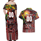 Personalised NAIDOC Week 2025 Bombers Football Couples Matching Off Shoulder Maxi Dress and Hawaiian Shirt Aboriginal Dot Painting