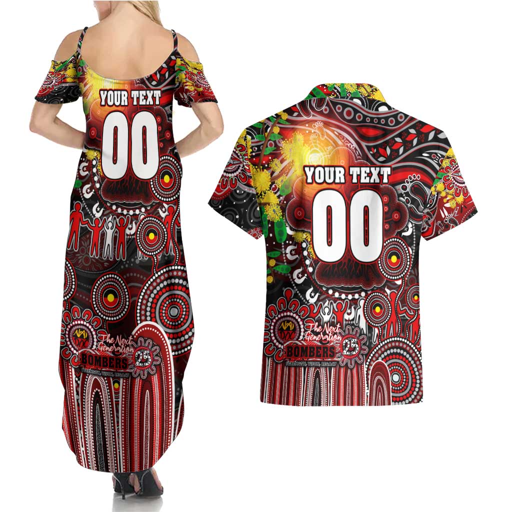 Personalised NAIDOC Week 2025 Bombers Football Couples Matching Summer Maxi Dress and Hawaiian Shirt Aboriginal Dot Painting