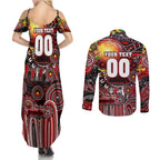 Personalised NAIDOC Week 2025 Bombers Football Couples Matching Summer Maxi Dress and Long Sleeve Button Shirt Aboriginal Dot Painting