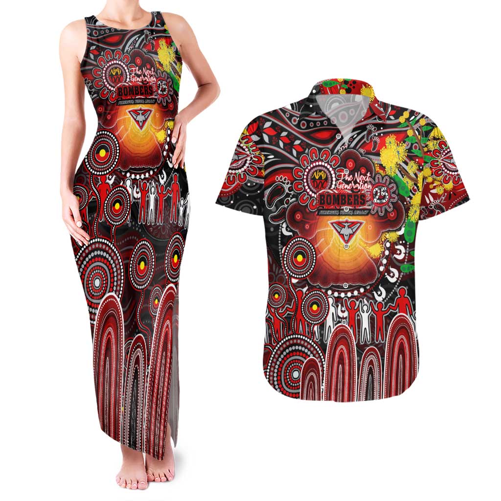 Personalised NAIDOC Week 2025 Bombers Football Couples Matching Tank Maxi Dress and Hawaiian Shirt Aboriginal Dot Painting