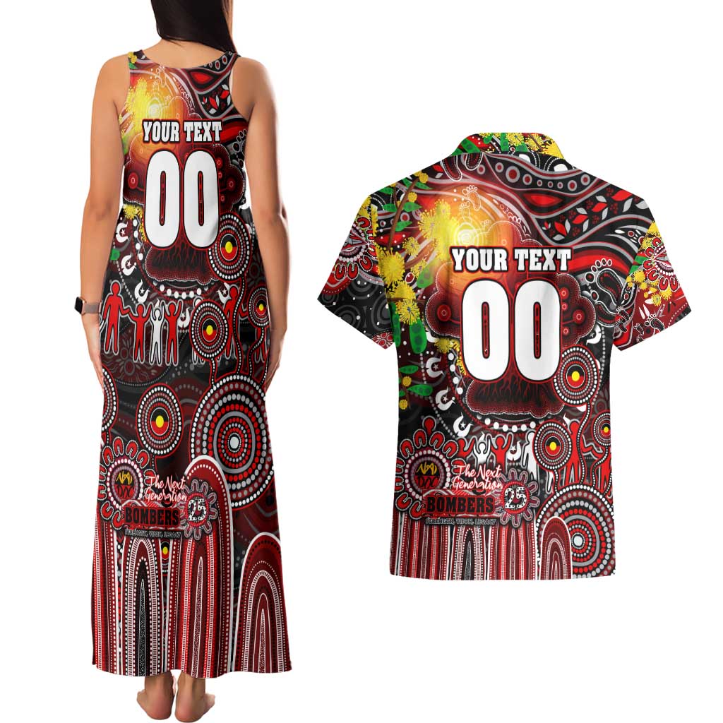 Personalised NAIDOC Week 2025 Bombers Football Couples Matching Tank Maxi Dress and Hawaiian Shirt Aboriginal Dot Painting