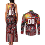 Personalised NAIDOC Week 2025 Bombers Football Couples Matching Tank Maxi Dress and Long Sleeve Button Shirt Aboriginal Dot Painting
