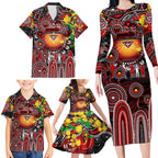 Personalised NAIDOC Week 2025 Bombers Football Family Matching Long Sleeve Bodycon Dress and Hawaiian Shirt Aboriginal Dot Painting