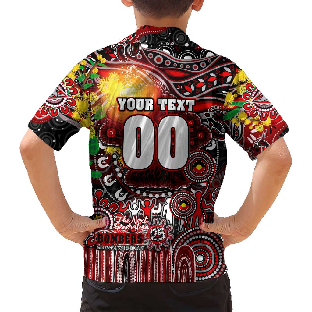 Personalised NAIDOC Week 2025 Bombers Football Family Matching Long Sleeve Bodycon Dress and Hawaiian Shirt Aboriginal Dot Painting