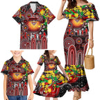 Personalised NAIDOC Week 2025 Bombers Football Family Matching Mermaid Dress and Hawaiian Shirt Aboriginal Dot Painting