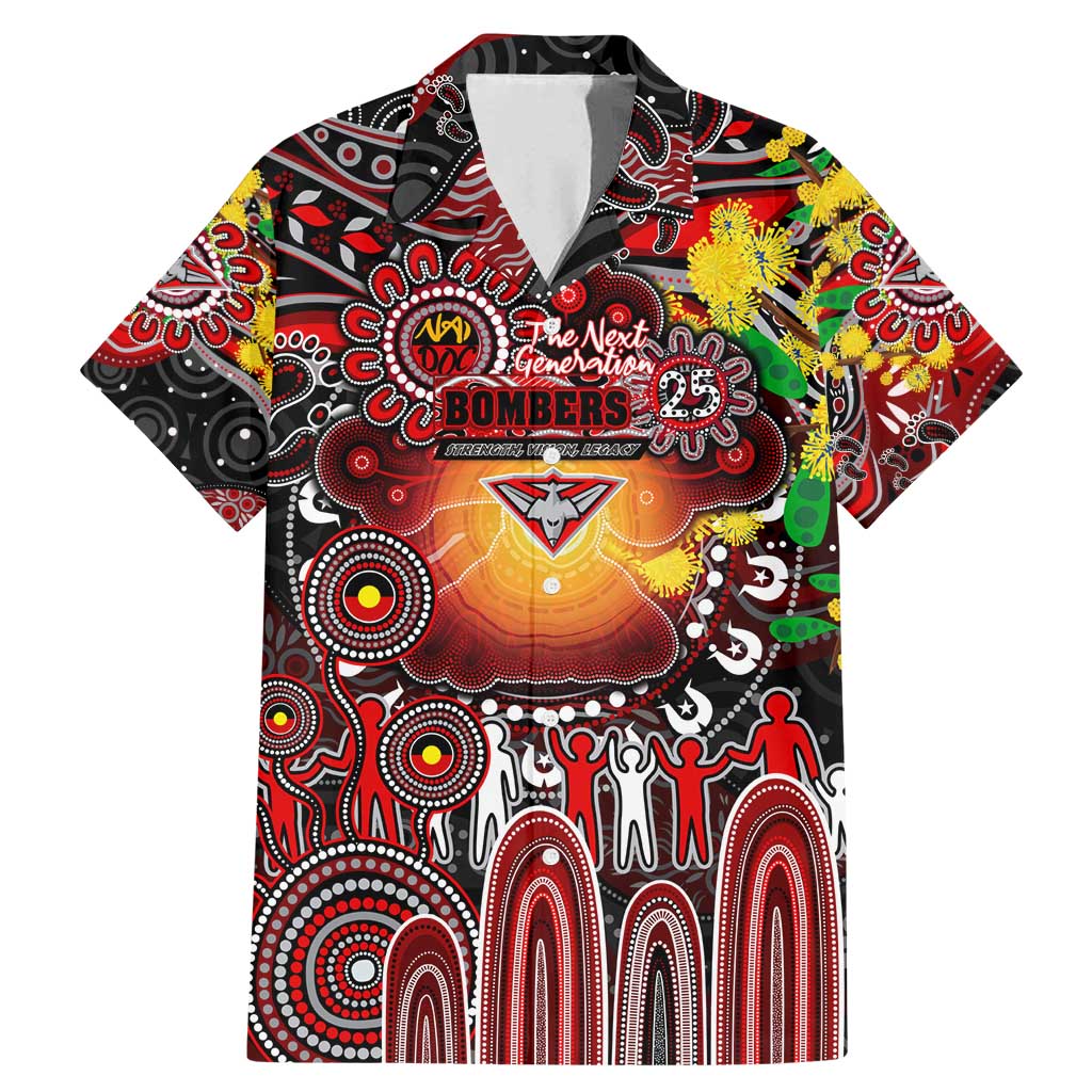 Personalised NAIDOC Week 2025 Bombers Football Family Matching Mermaid Dress and Hawaiian Shirt Aboriginal Dot Painting