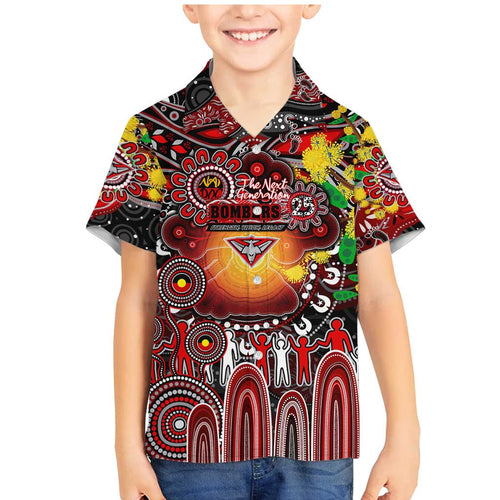 Personalised NAIDOC Week 2025 Bombers Football Family Matching Mermaid Dress and Hawaiian Shirt Aboriginal Dot Painting