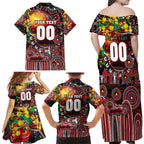 Personalised NAIDOC Week 2025 Bombers Football Family Matching Off Shoulder Maxi Dress and Hawaiian Shirt Aboriginal Dot Painting