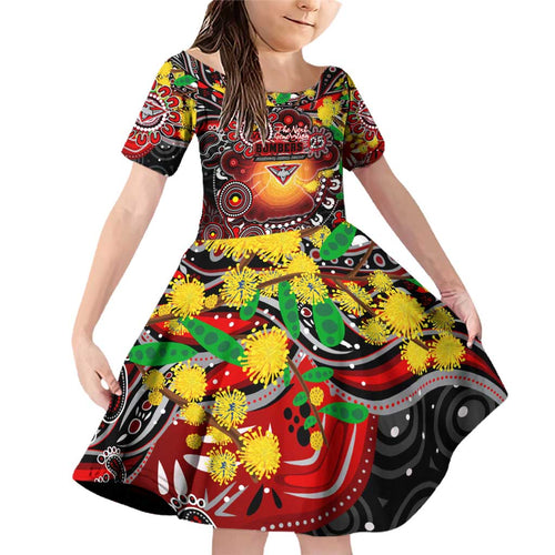 Personalised NAIDOC Week 2025 Bombers Football Family Matching Off Shoulder Short Dress and Hawaiian Shirt Aboriginal Dot Painting