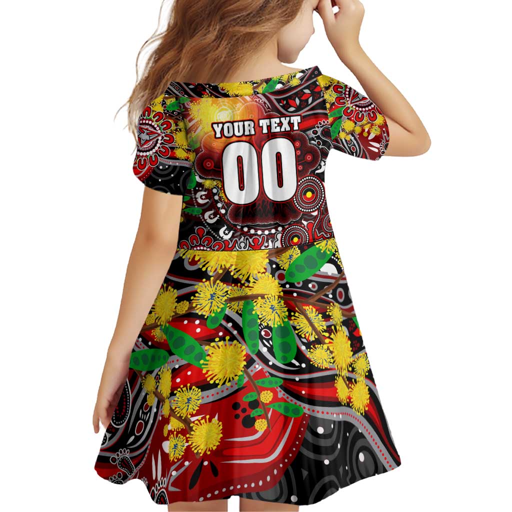 Personalised NAIDOC Week 2025 Bombers Football Family Matching Off Shoulder Short Dress and Hawaiian Shirt Aboriginal Dot Painting