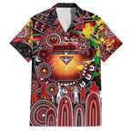 Personalised NAIDOC Week 2025 Bombers Football Family Matching Off Shoulder Short Dress and Hawaiian Shirt Aboriginal Dot Painting