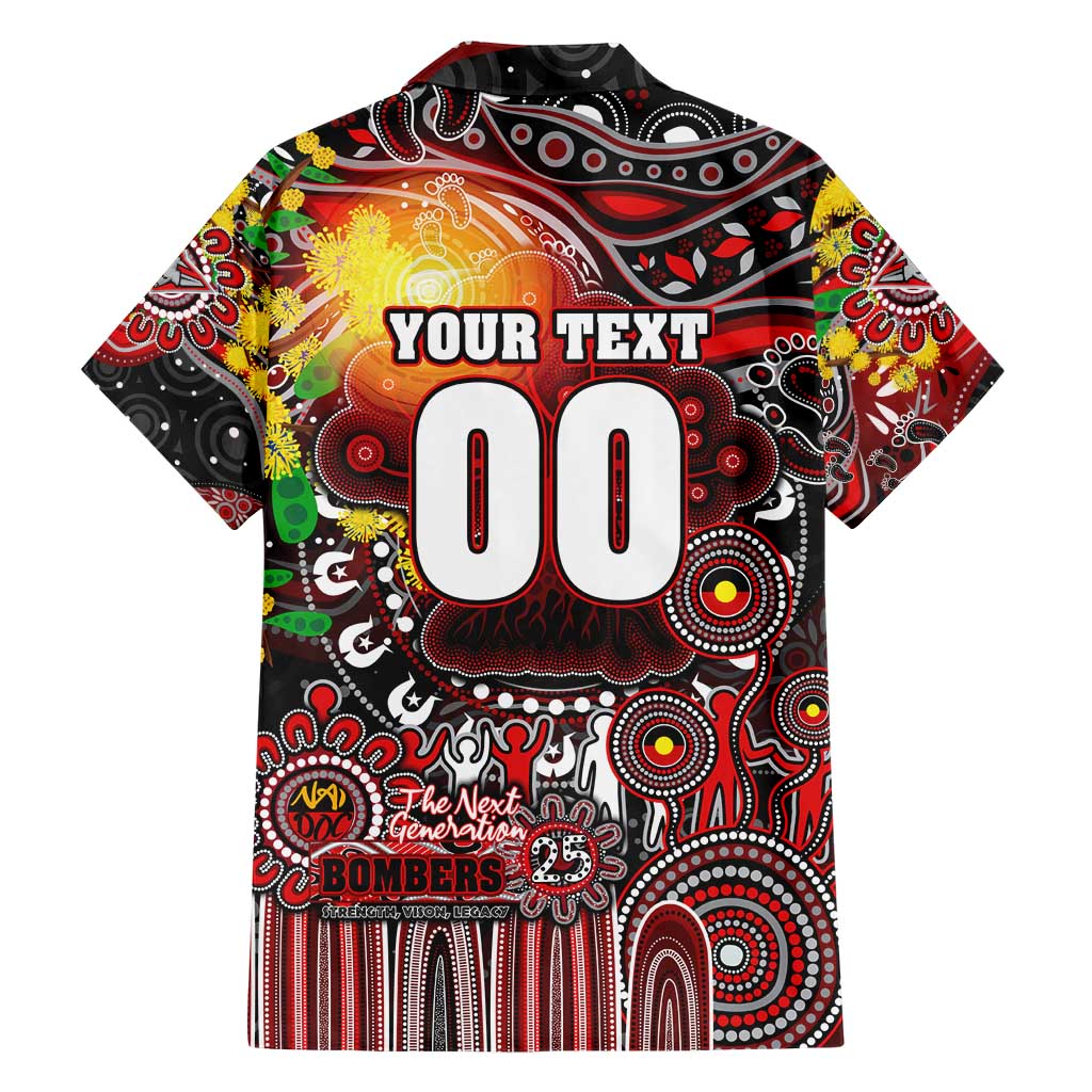 Personalised NAIDOC Week 2025 Bombers Football Family Matching Short Sleeve Bodycon Dress and Hawaiian Shirt Aboriginal Dot Painting