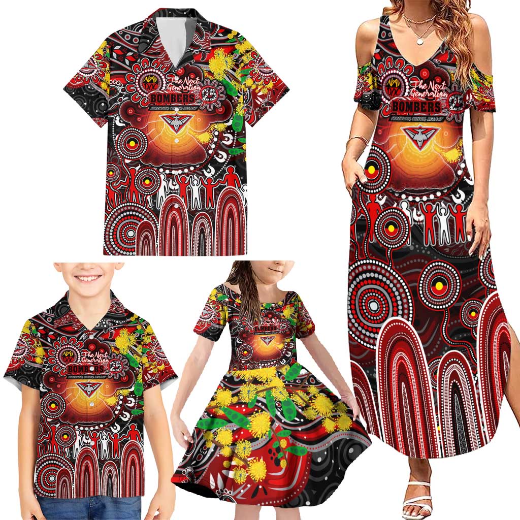 Personalised NAIDOC Week 2025 Bombers Football Family Matching Summer Maxi Dress and Hawaiian Shirt Aboriginal Dot Painting