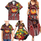 Personalised NAIDOC Week 2025 Bombers Football Family Matching Summer Maxi Dress and Hawaiian Shirt Aboriginal Dot Painting