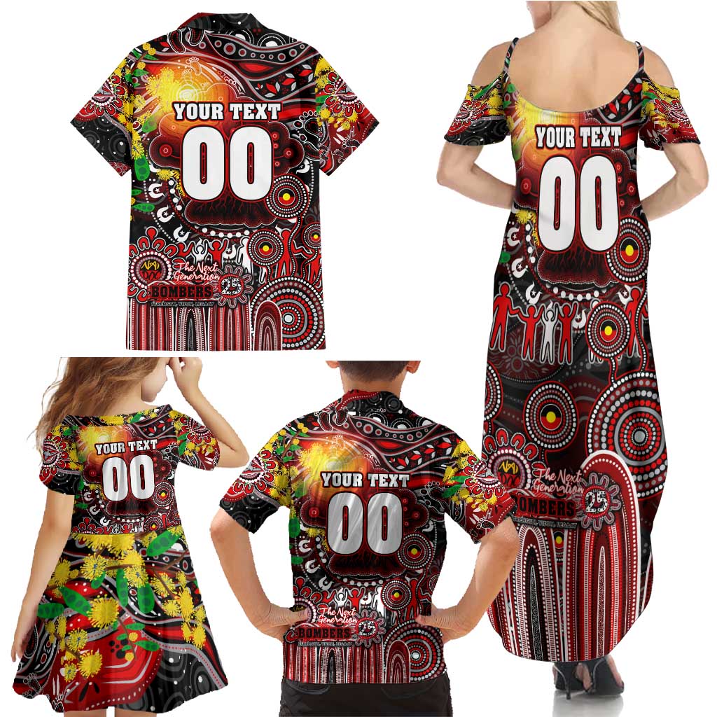 Personalised NAIDOC Week 2025 Bombers Football Family Matching Summer Maxi Dress and Hawaiian Shirt Aboriginal Dot Painting