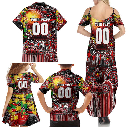 Personalised NAIDOC Week 2025 Bombers Football Family Matching Summer Maxi Dress and Hawaiian Shirt Aboriginal Dot Painting