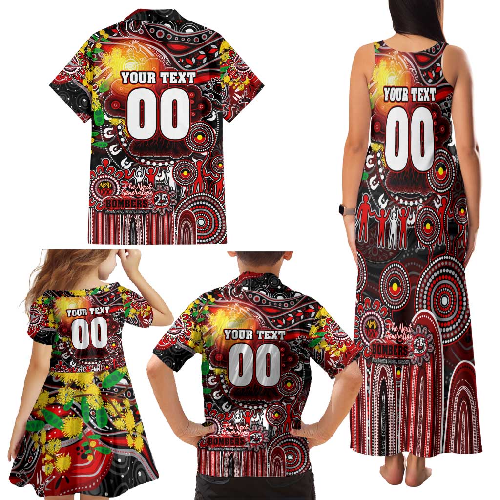 Personalised NAIDOC Week 2025 Bombers Football Family Matching Tank Maxi Dress and Hawaiian Shirt Aboriginal Dot Painting
