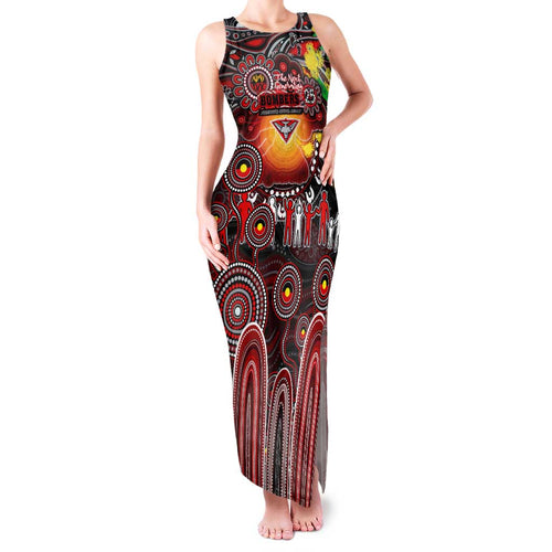 Personalised NAIDOC Week 2025 Bombers Football Family Matching Tank Maxi Dress and Hawaiian Shirt Aboriginal Dot Painting