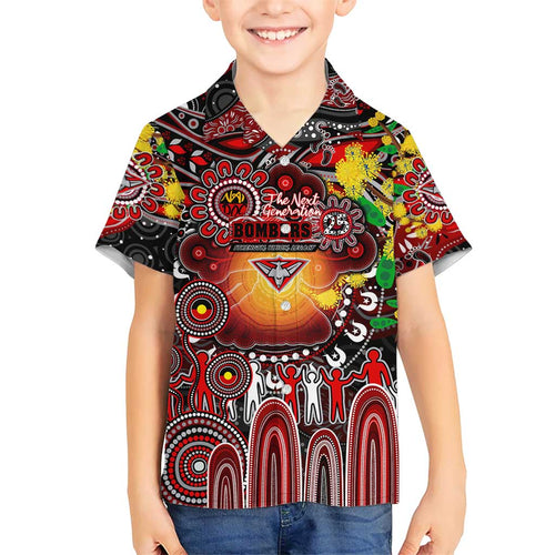 Personalised NAIDOC Week 2025 Bombers Football Hawaiian Shirt Aboriginal Dot Painting