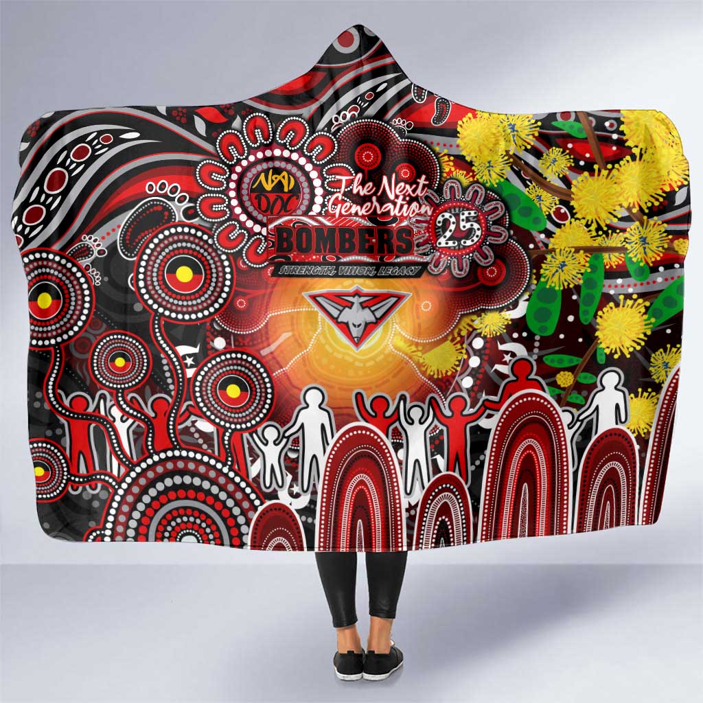 NAIDOC Week 2025 Bombers Football Hooded Blanket Aboriginal Dot Painting