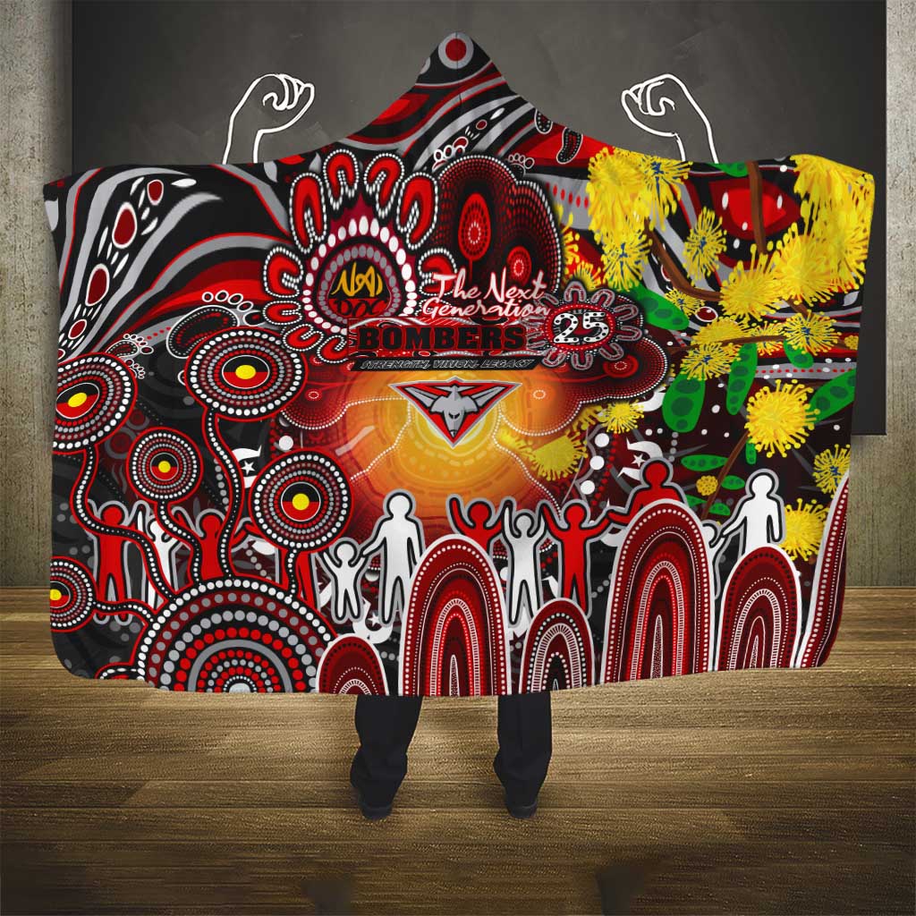 NAIDOC Week 2025 Bombers Football Hooded Blanket Aboriginal Dot Painting