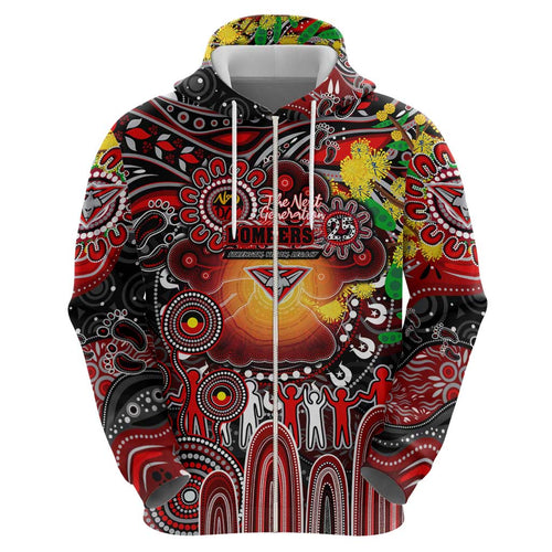 Personalised NAIDOC Week 2025 Bombers Football Hoodie Aboriginal Dot Painting