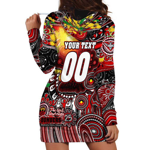 Personalised NAIDOC Week 2025 Bombers Football Hoodie Dress Aboriginal Dot Painting