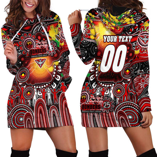 Personalised NAIDOC Week 2025 Bombers Football Hoodie Dress Aboriginal Dot Painting