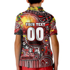 Personalised NAIDOC Week 2025 Bombers Football Kid Polo Shirt Aboriginal Dot Painting