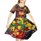 Personalised NAIDOC Week 2025 Bombers Football Kid Short Sleeve Dress Aboriginal Dot Painting