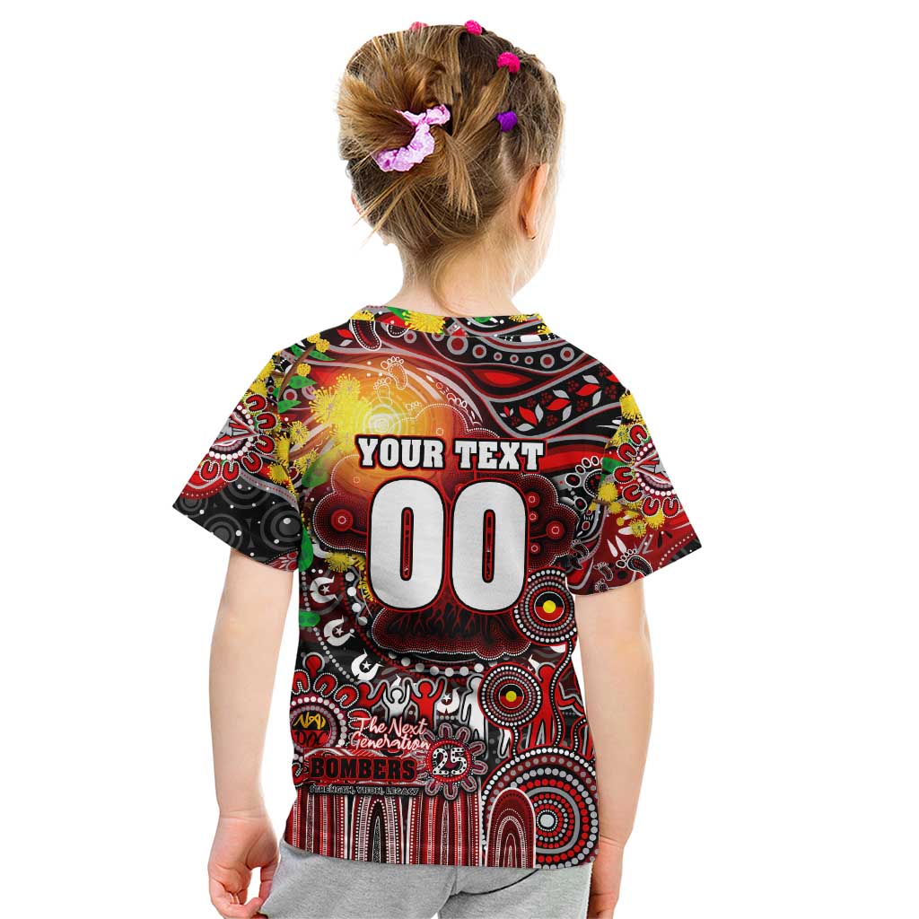 Personalised NAIDOC Week 2025 Bombers Football Kid T Shirt Aboriginal Dot Painting