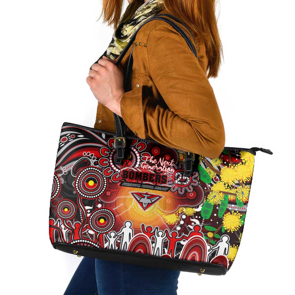 NAIDOC Week 2025 Bombers Football Leather Tote Bag Aboriginal Dot Painting