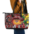 NAIDOC Week 2025 Bombers Football Leather Tote Bag Aboriginal Dot Painting